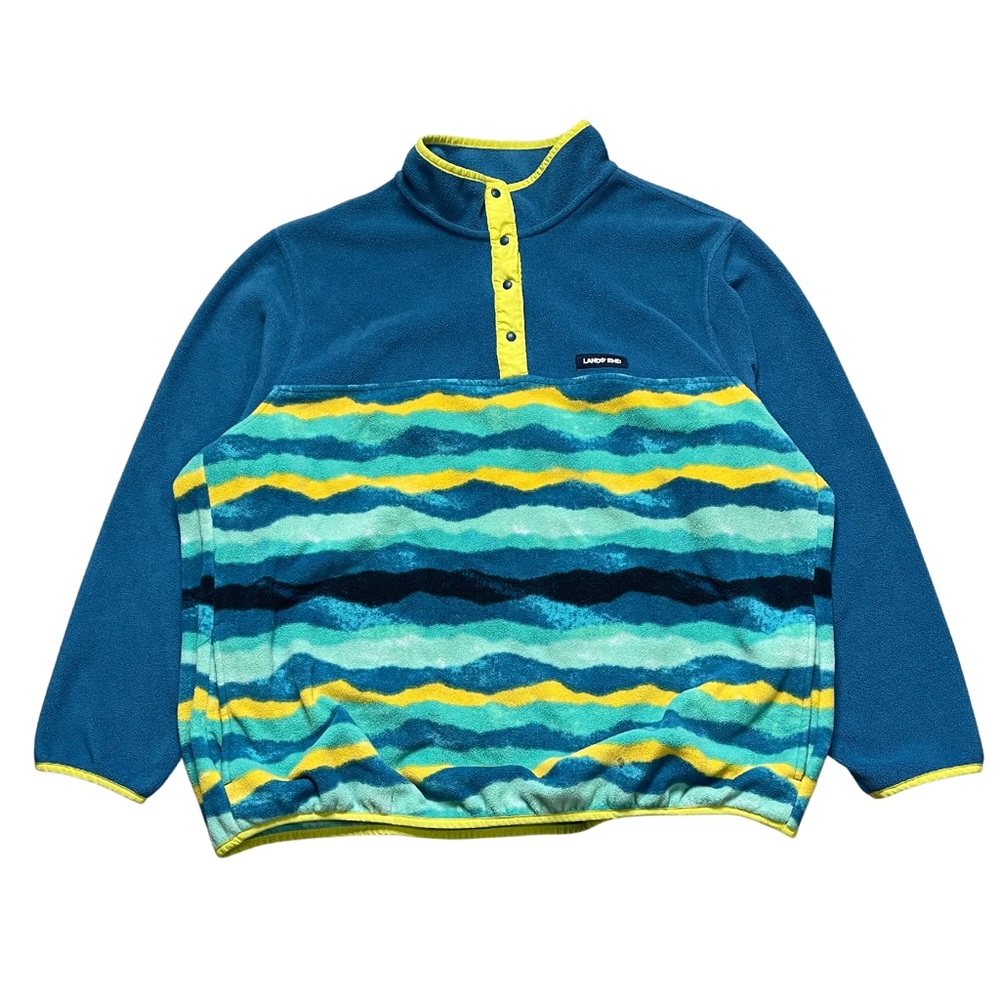 Lands End Heritage Snap Button Fleece Multi Color Print 2X